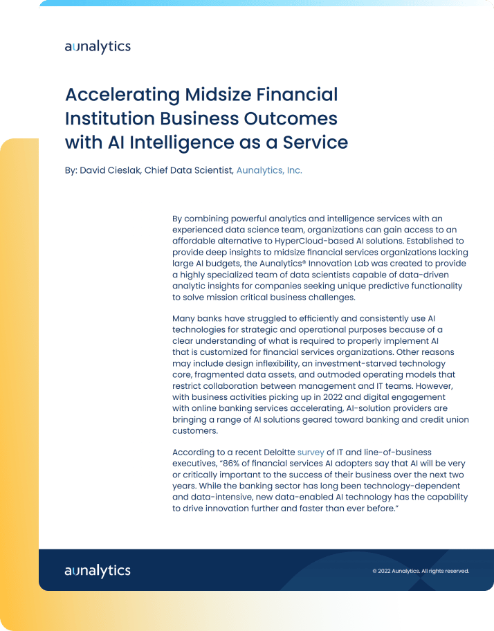 Accelerating Midsize Financial Institution Business Outcomes with AI Intelligence as a Service