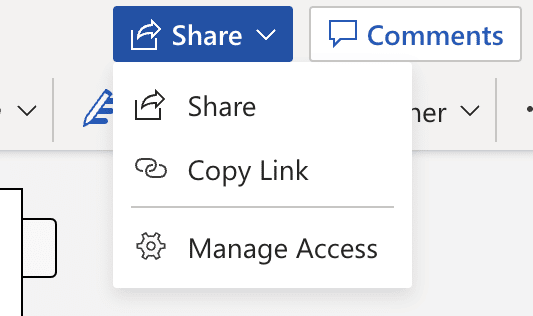 sharing dropdown in Office 365